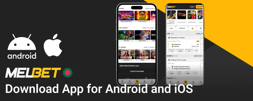 The Melbet app is available for Android and iOS